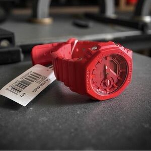Casio OAK G-Shock GA2100-4AER 48.5mm Red Carbon Resin Case with Red Resin Band